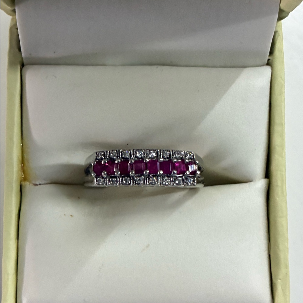 Sterling Silver Ruby And Diamond Ring - image 1